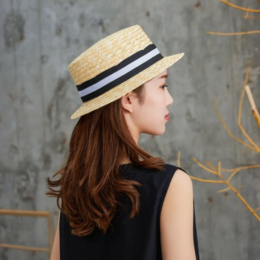 Custom Design Decoration Summer Straw Boater Hat For Men Women