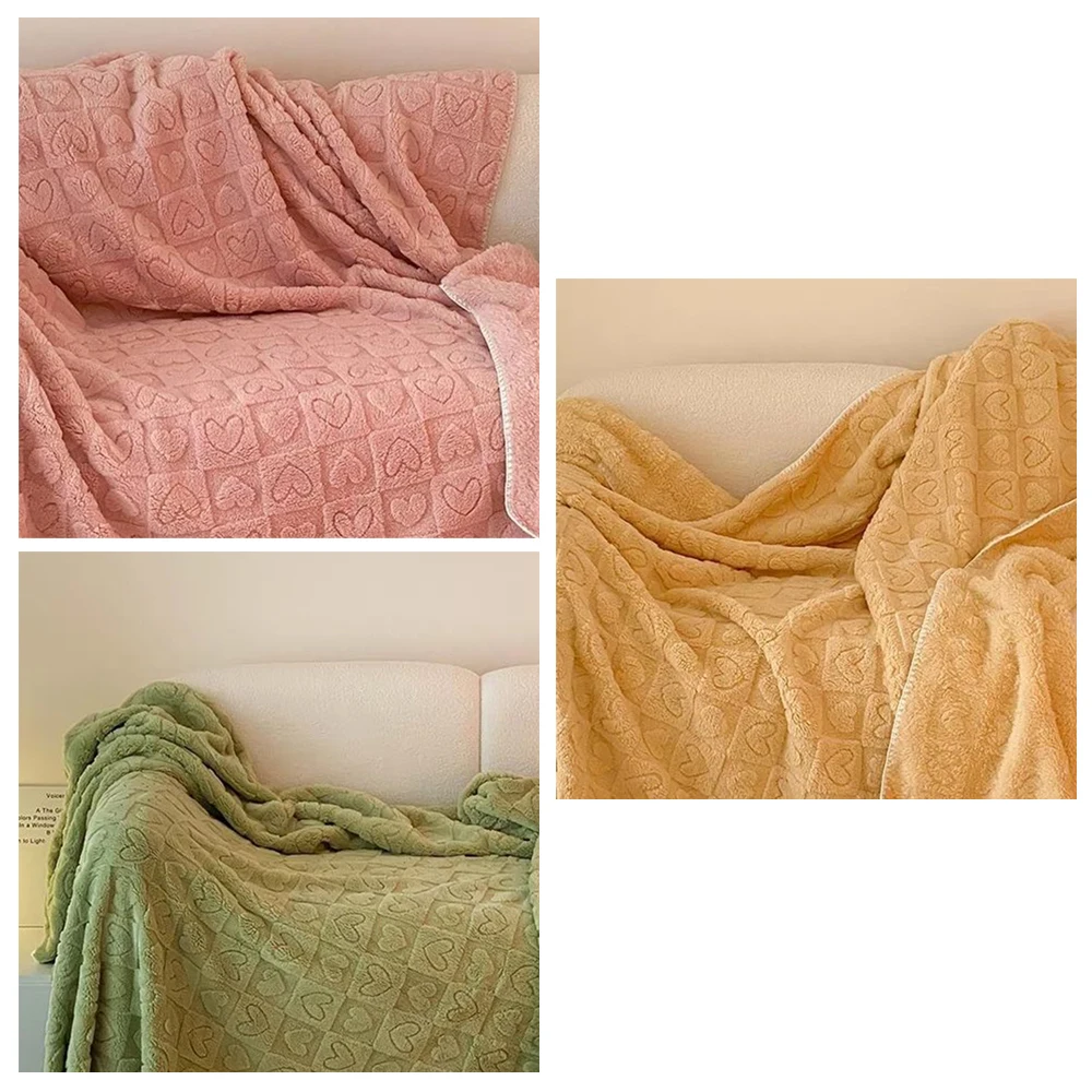 Flannel Cotton Velvet Throw Nap Blanket Solid Color Geometric Pattern Thickened Heart Checkerboard Lattice Jacquard Bedding