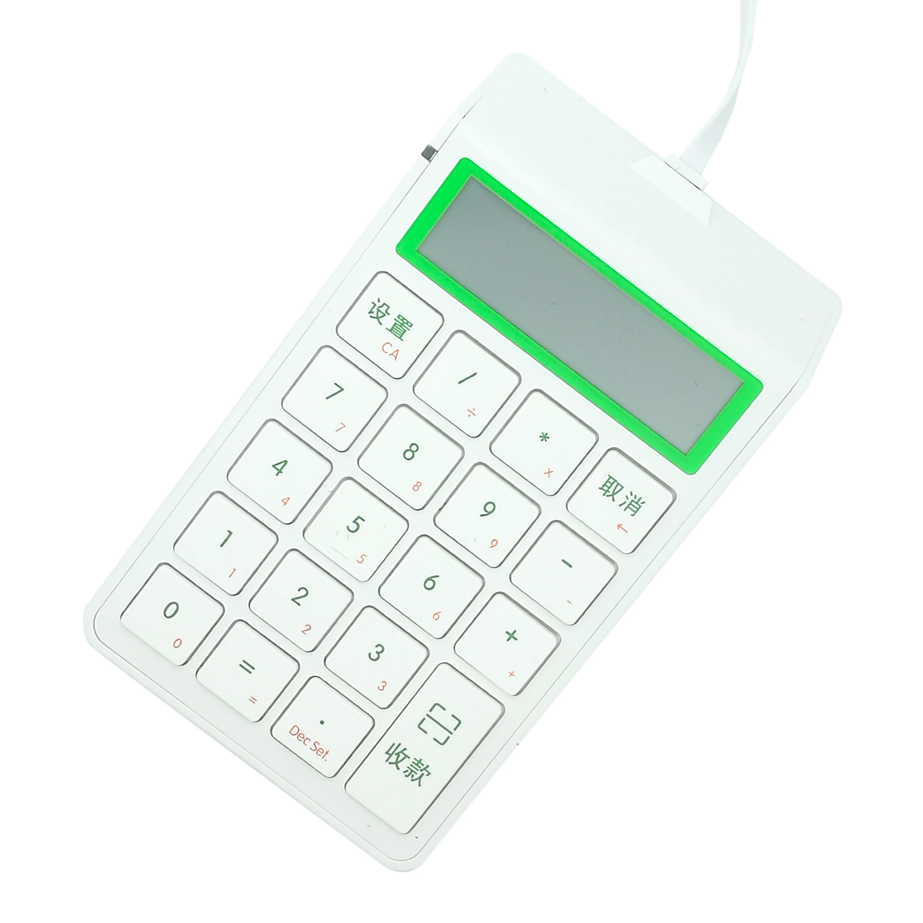 Custom Ergonomic Numeric Keypads 19Keys Numeric Keyboard USB Wired POS Terminal Keyboard 12-Digit Display Calculator