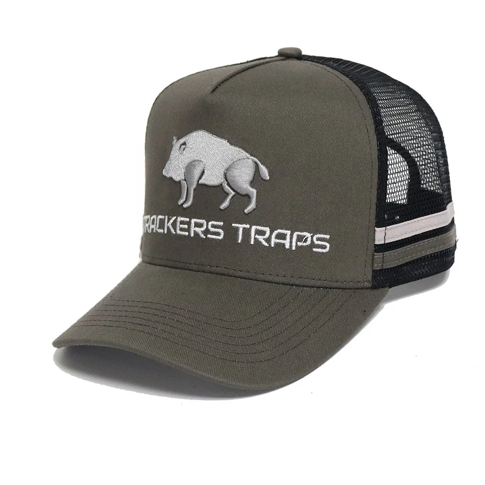 Wholesale High Quality Mesh Trucker Hat Custom leather patch Trucker Baseball Cap With Print Pattern