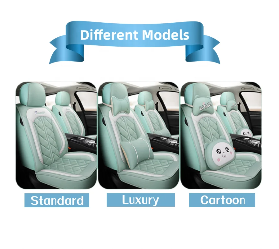 Beige Pink Women Car Interior Accessories Car Seat Cushion Full Set Luxury Leather Car Seat Covers