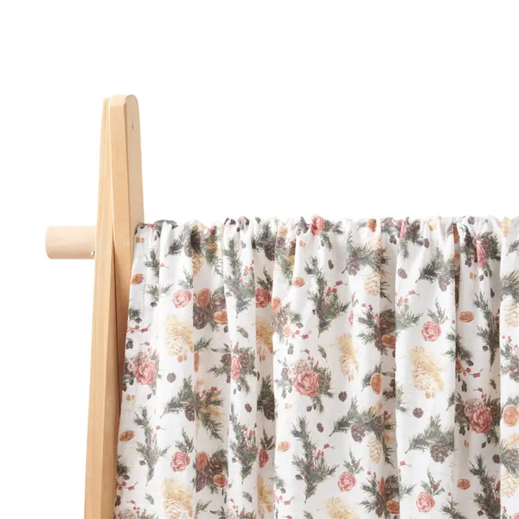 Wholesale flora printing 100% organic bamboo receiving baby muslin swaddle blankets for sleeping
