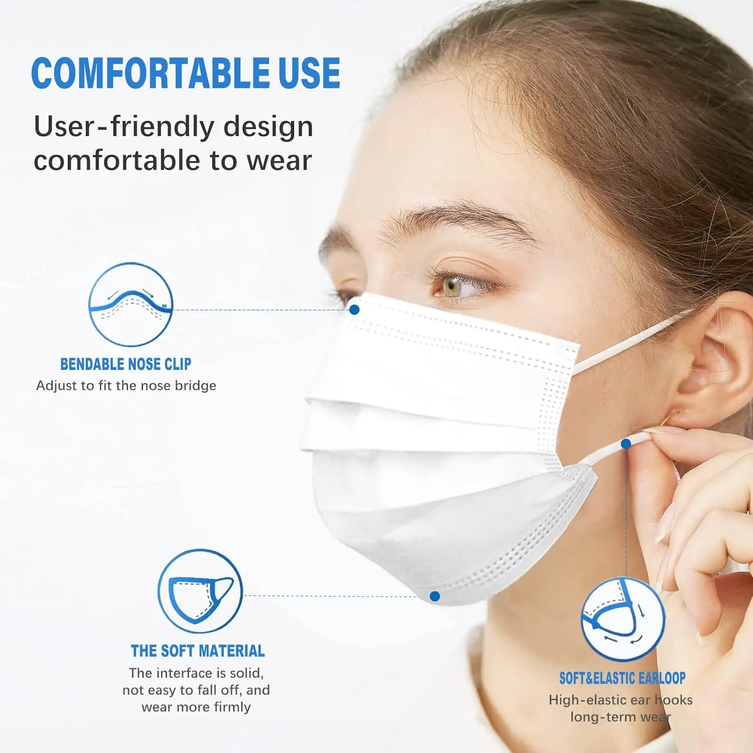 Hot Selling White 3 Ply 50 Pack Medical Masks Good Protection Facemask Disposable For Adults