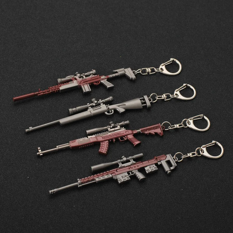 Wholesale 3D shape PU BG Game zinc alloy metal 98k AWM gun keychain weapon keychain