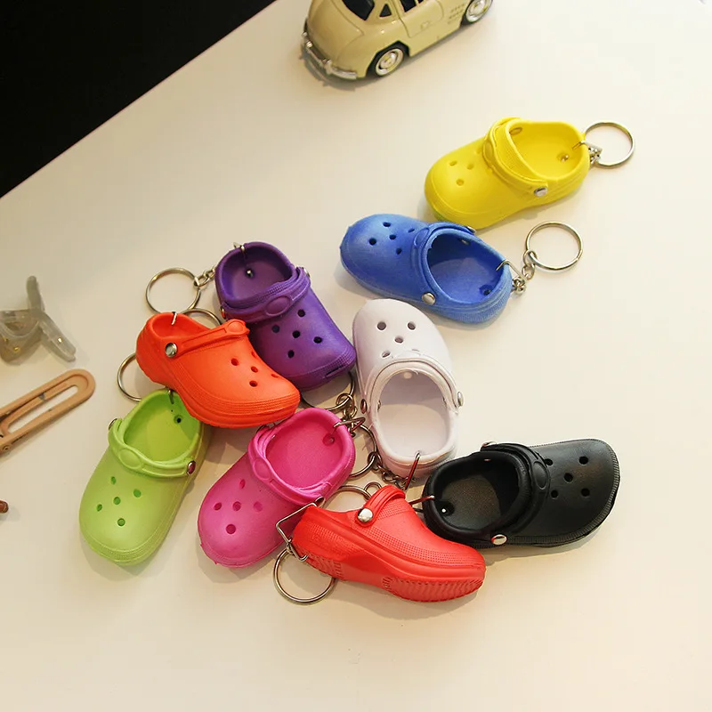 3d Mini Eva Keychain Plastic Foam Beach Hole Sandal Slipper Keychain Decoration Beach Croc Shoe Keychain