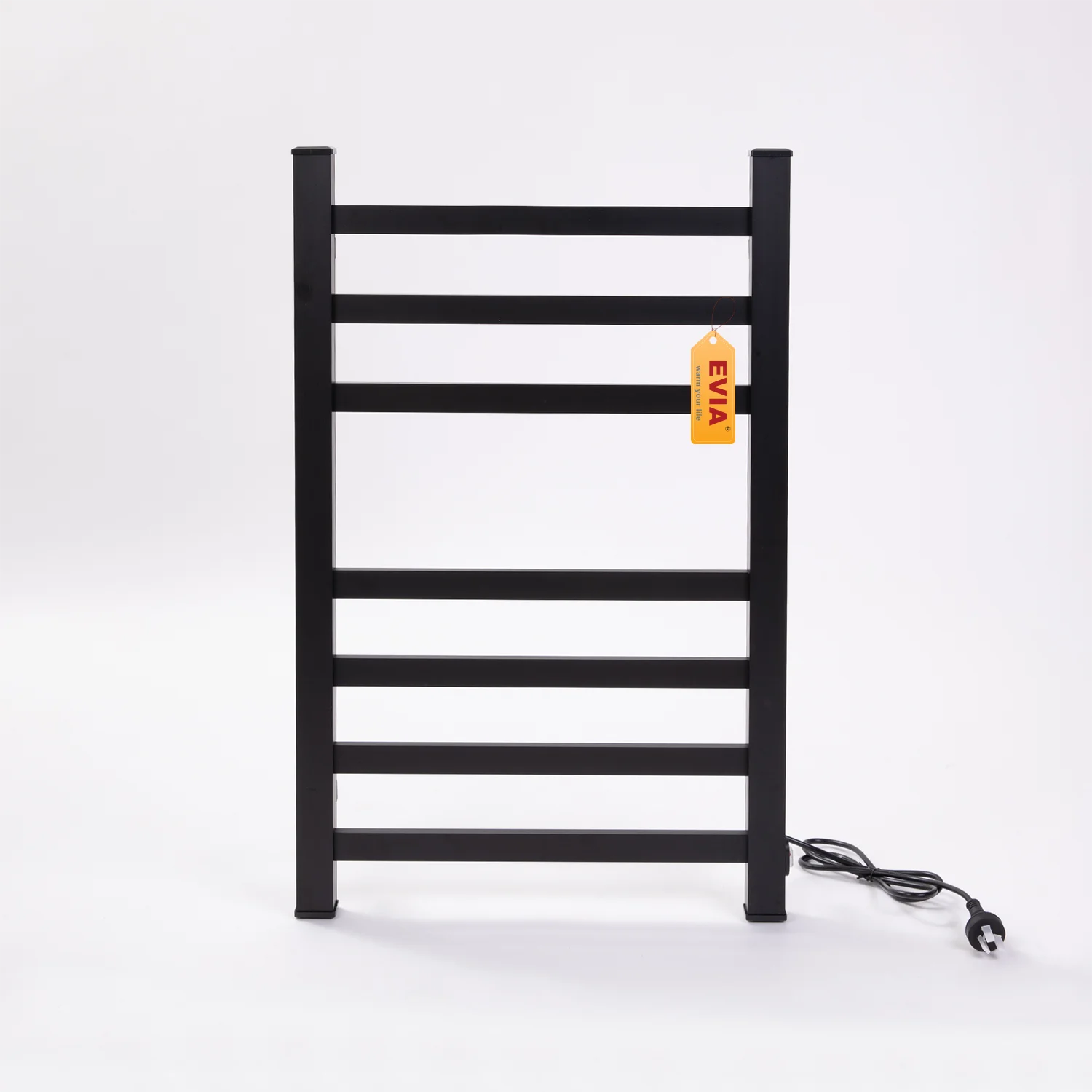 EVIA Bathroom Black Wall Mounted Electric Radiator Dryer Heated Towel Warmer Rack