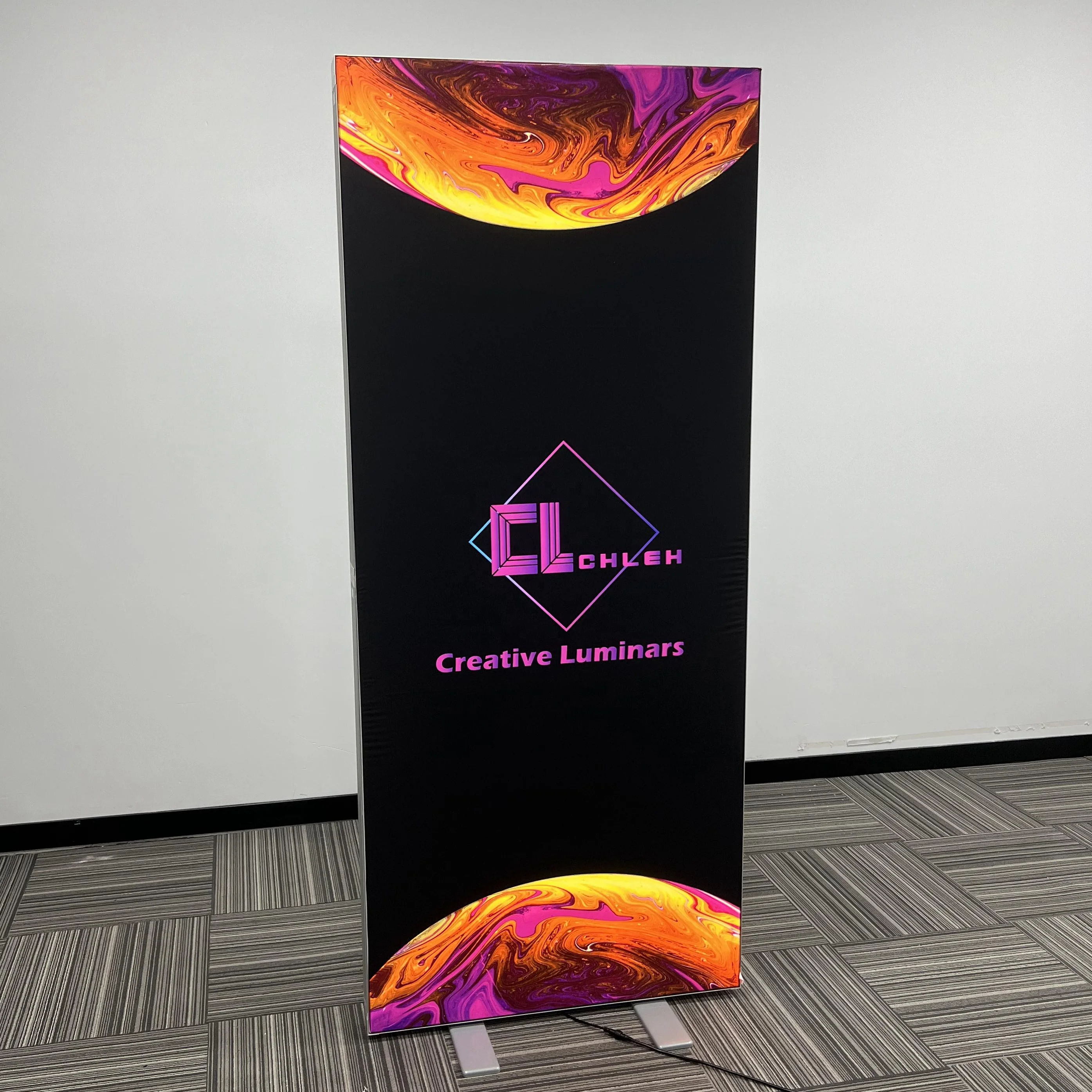 Easy Install SEG Aluminum Frame Foldable Fabric Printed Illuminated Frameless LED Light Box Free Stand Display