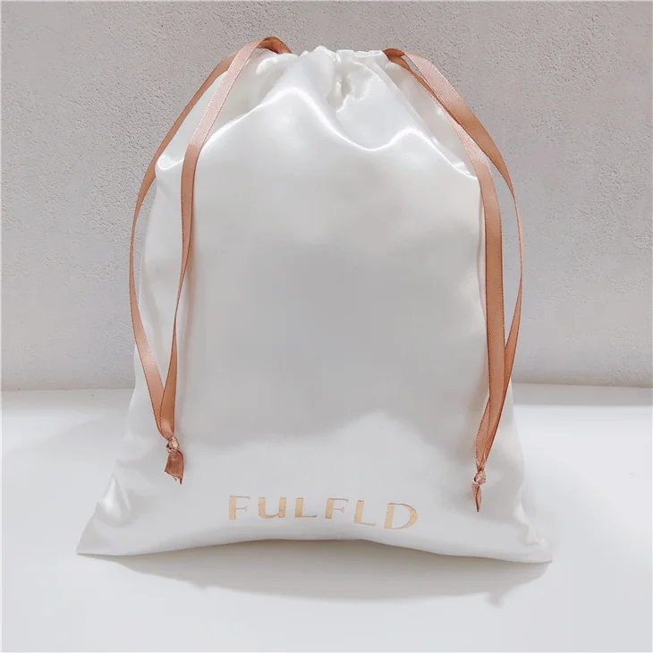 Custom Luxury Silk Bags For Hair Extensions Folding Satin Envelope Pouch For Wedding Hair Accessories Packaging boxes Luxury Wig