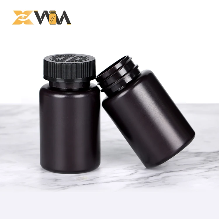 175 ml 6 oz 8 oz 10oz 300 CC Black Frosted Vitamin HDPE Bottle Soft Touch twist cap wide mouth Supplement Bottle for pills