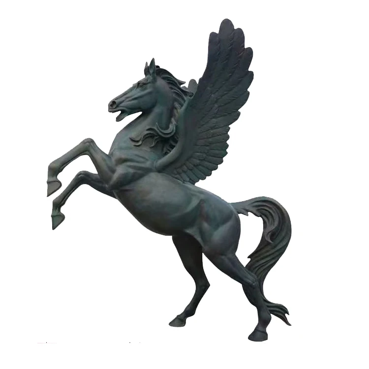 Large Life Size Outdoor Garden Custom Bronze Art Animal Sculpture Horse Riding Sculpture Copper Flying Horse Statue