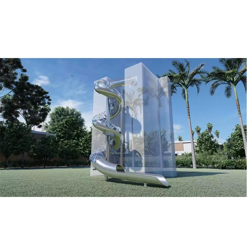 commercial outdoor playground maze high tower kids playground with stainless steel slide for sale