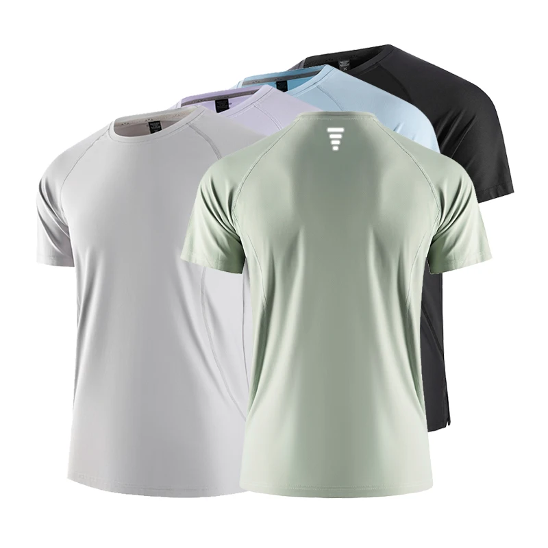 Sport Running Workout Shirts Dry Fit 1/4 Zipper Fitness T Shirt Men Gym Training Elastic Shirt