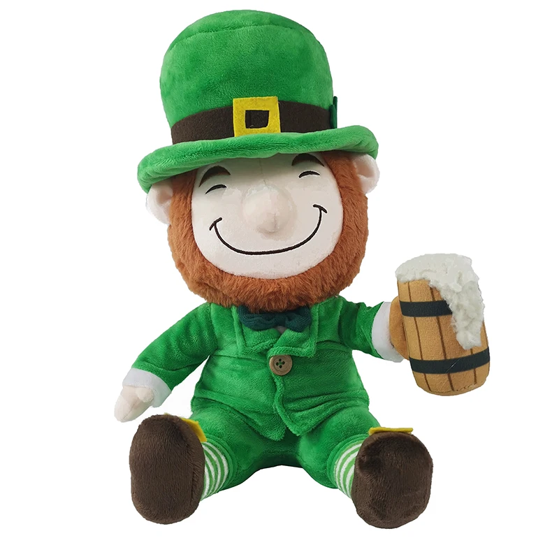 St Patricks Day Plush Custom 12inch High Quality Lucky Leprechaun Plush Stuffed Doll Toy