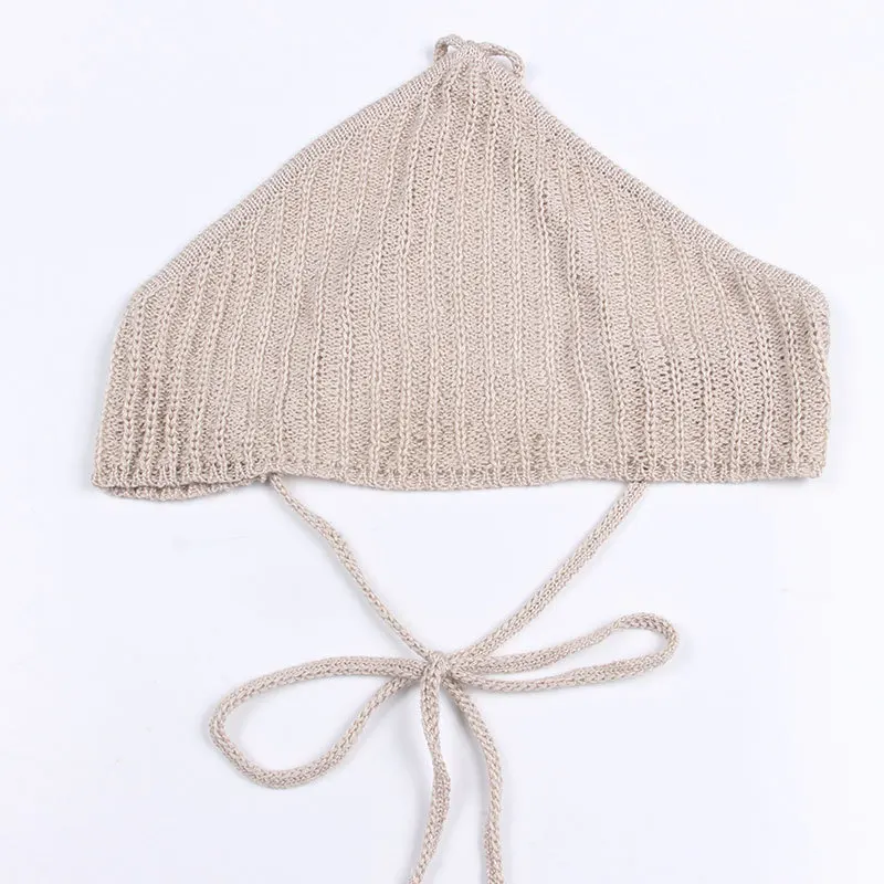 Bikini Set Bather Bathing Suit Female Two-Pieces Crochet Knitted  Swimwear Halter Top Smock Mini Dress Skirt