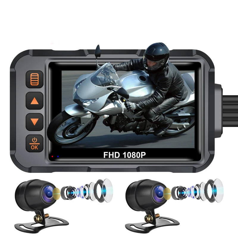 Mini Waterproof Motorcycle Dash Cam 1080P HD Front Rear Dual Lens IPS TN GPS Enabled Driving Wifi Video Recorder 12 Months