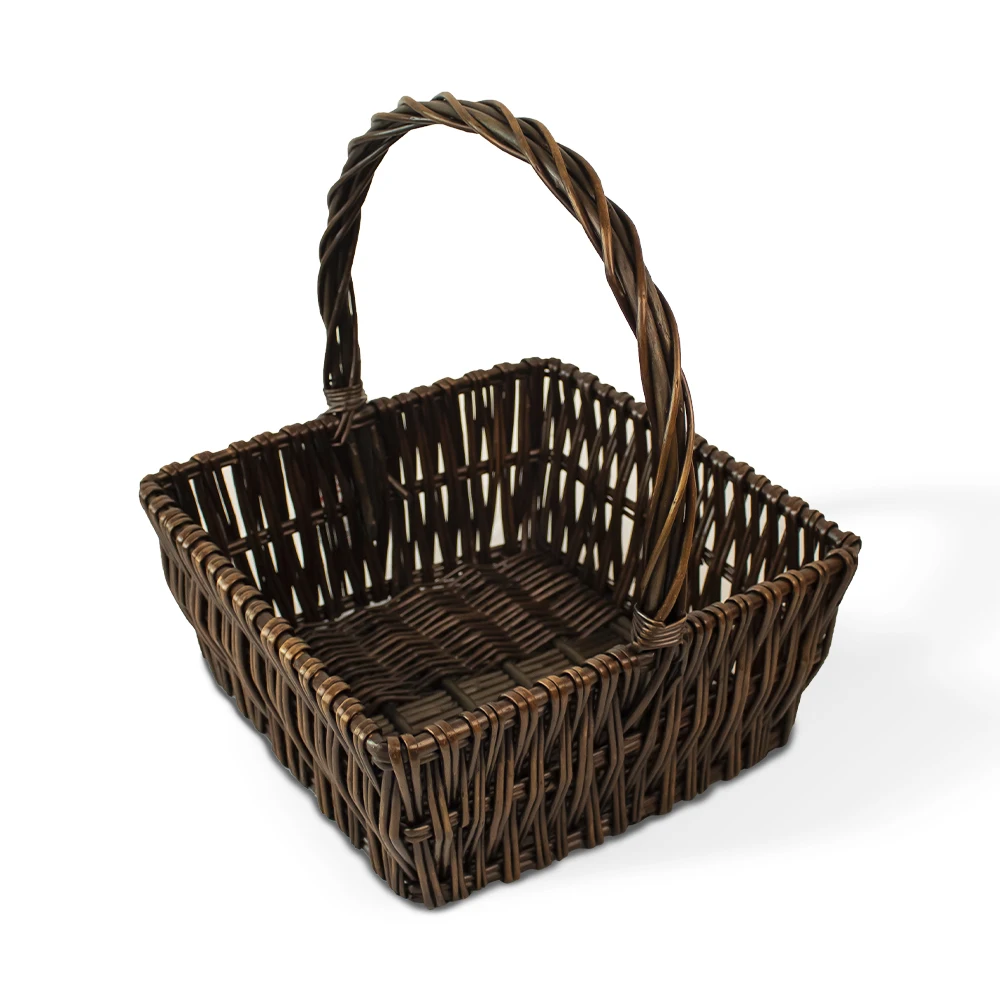 JY 3 Pcs Wicker Basket with Handle Braided Oval Willow Fruit Basket Harvest Gifts Small Empty Basket for Fruits Vegetables