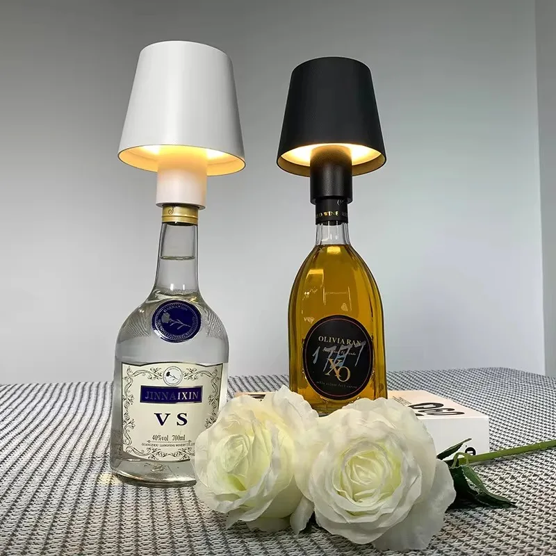 LED Wine Bottle Lamp Head Table Lamp Removable and Removable Portable Charging Decoration for Bar Cafe Atmosphere Night Light
