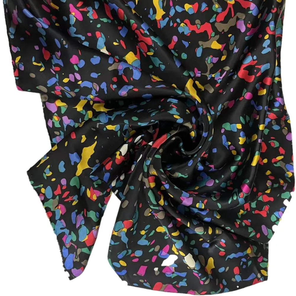 Цветная шелковая атласная ткань 16 мм с индивидуальным узором 100% Шармез цифровая печать для ткани