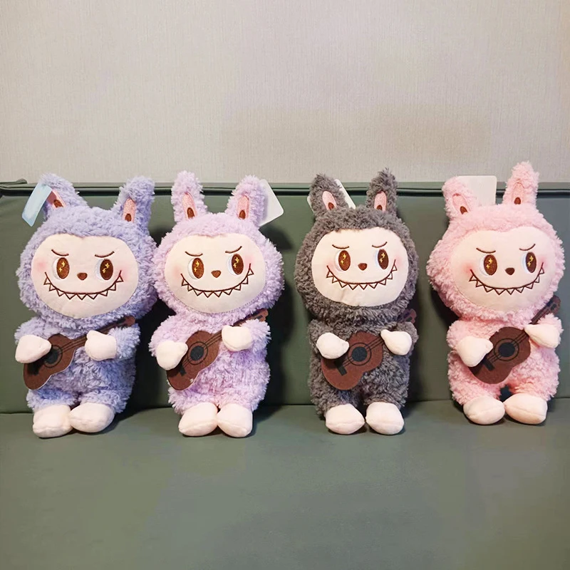 HL 2024 New Labubu Macaron POPS MARTed Doll Soft Stuffed Labubu Monster Figure Plushes Toys With Carrot Guitar