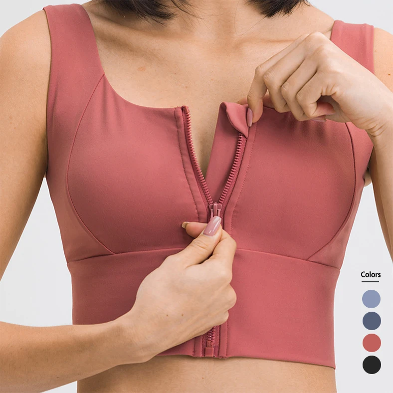 
2021 New Front Zipper sports Padded Yoga Bra Tops Plus Size New Design Yoga Bra Push Up Sports Bra 