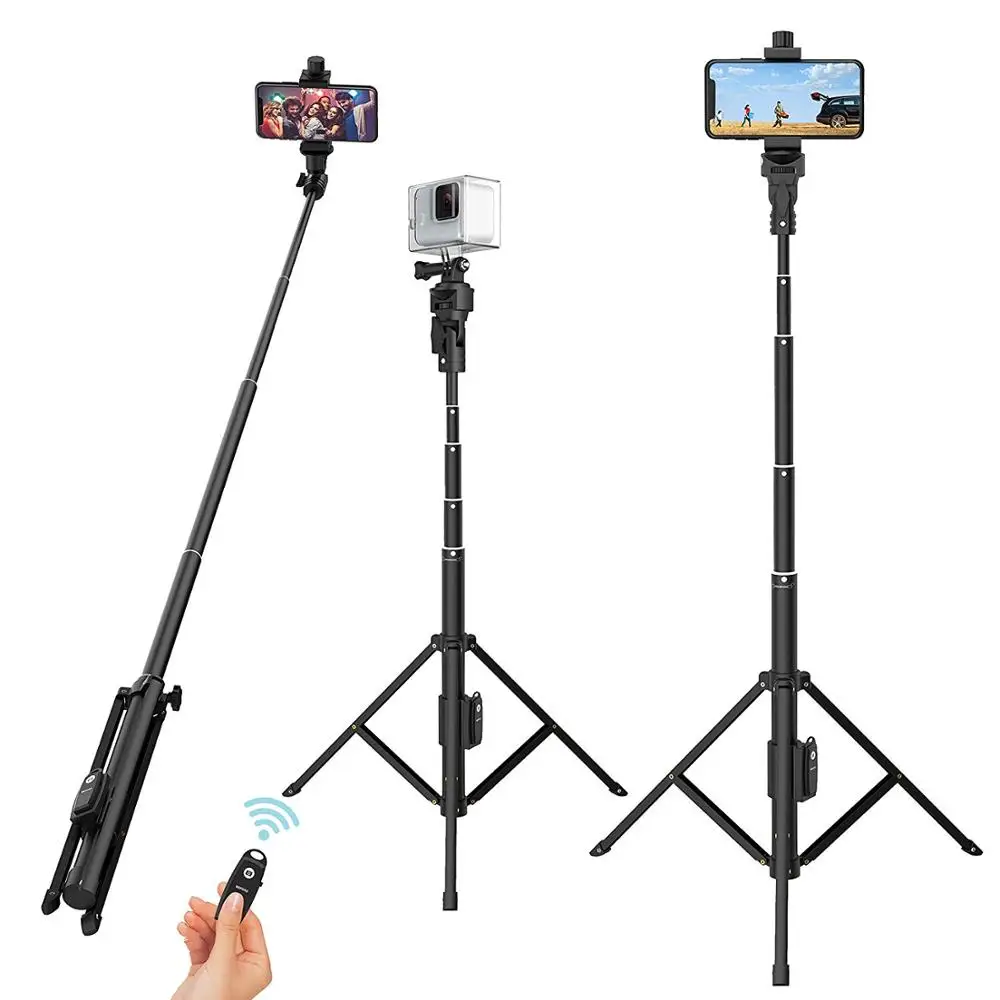 
Selfie Stick Tripod,51 Inch Extendable Cell Phone Tripod Selfie Stick Stand with Detachable Wireless Remote Shutter for Phone 