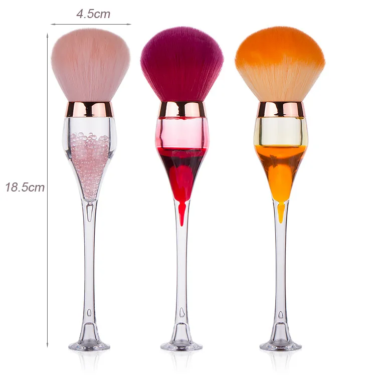 HZM Single Red Wine Glass Design Powder Loose Face Brush For Makeup
