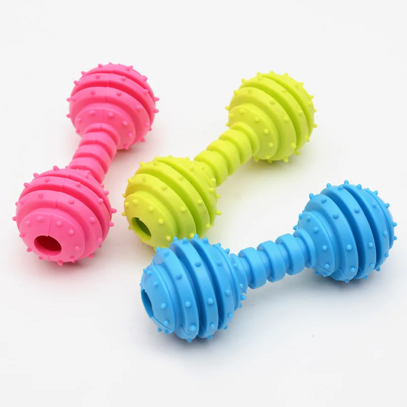 Wholesale Colorful Bone Shape TPR Pet Dog Toy Barbell Dog Chew Toy