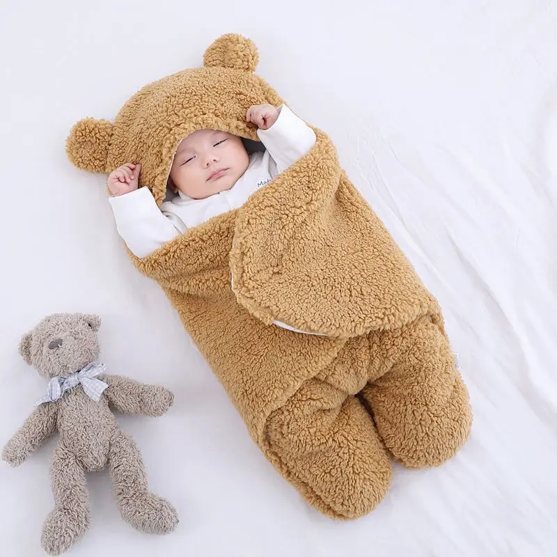 BSM547 Newborn Baby Blanket Autumn And Winter Soft Thick Berber Fleece Baby Sleeping Bag Babies Jumping Swaddle Infant Supplies