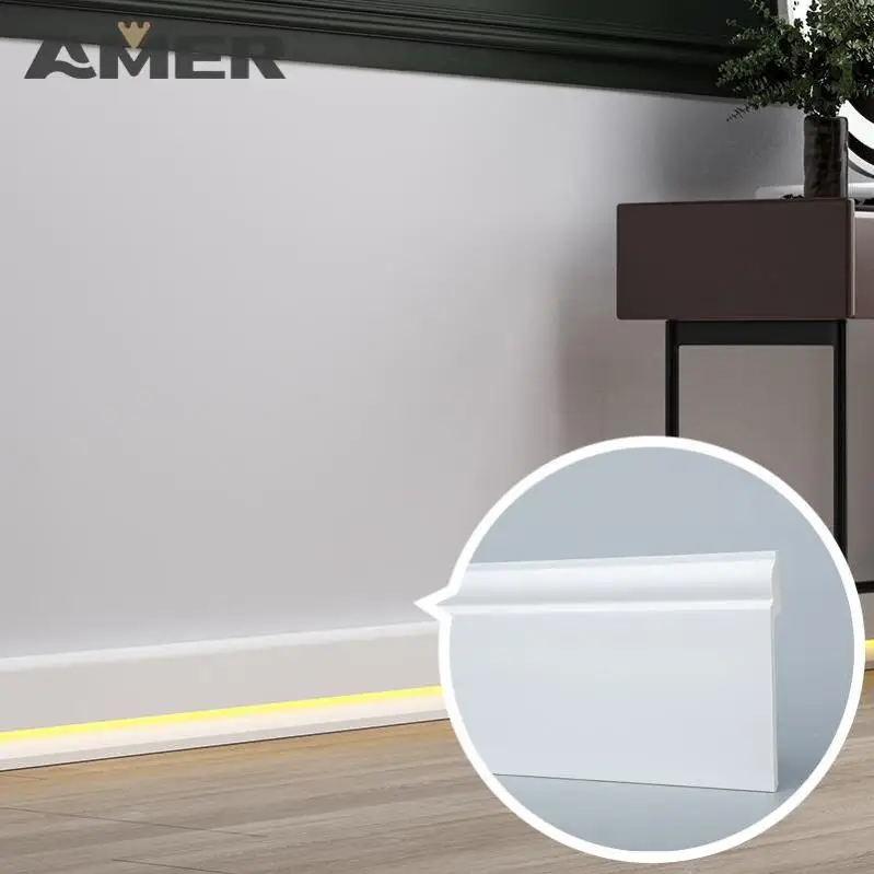 Amer Wooden Baseboard Skirting Moulding White Mouldings Door Frame Flat Door