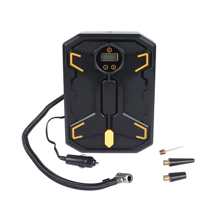 portable auto 12 volt  tyre compressor 6A car tyre air pump ABS tire inflator with led light and digital gauge