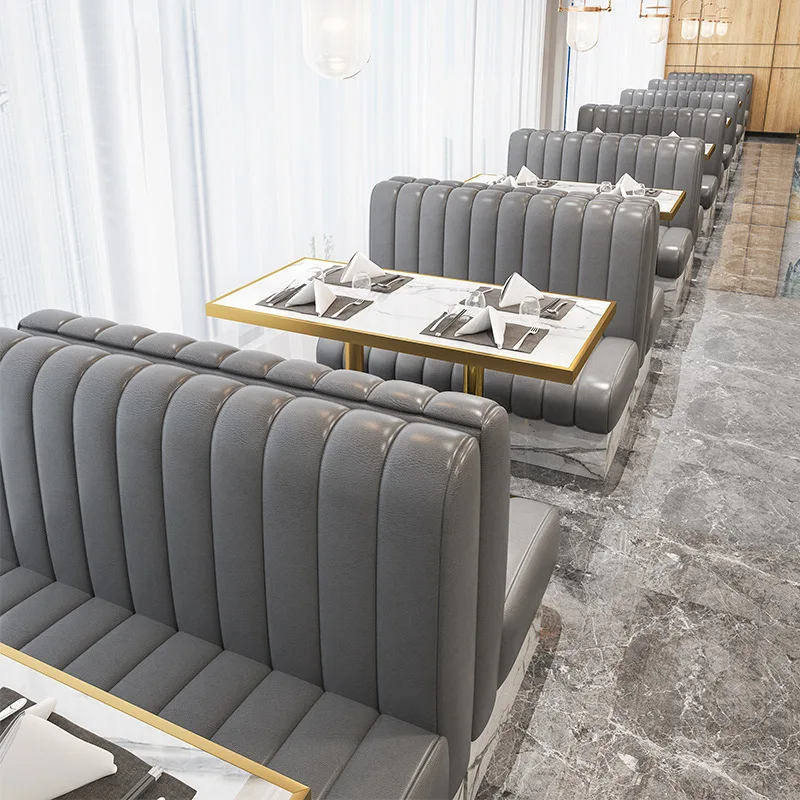 Commercial Furniture Restaurant Cafe Furniture Cafe Leather Bench Booth Sofa Artificial Stone Table And Chairs set