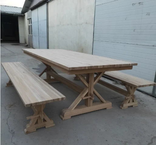 Solid wood Cross legs Farm  Table for wedding