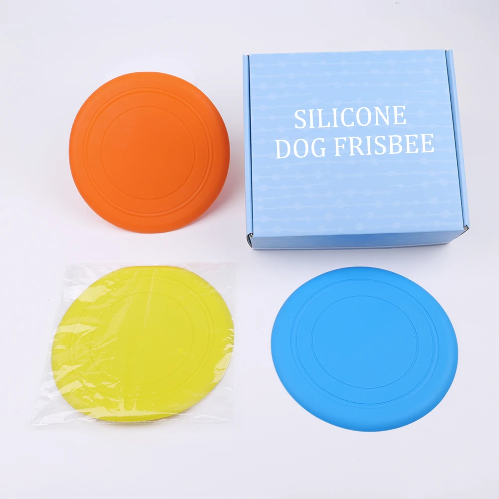 Silicone Custom Logo Pet Portable Bowl Dog Toy Flying Discs Pet Silicone Rubber Flying Discs Dog Flying Disc
