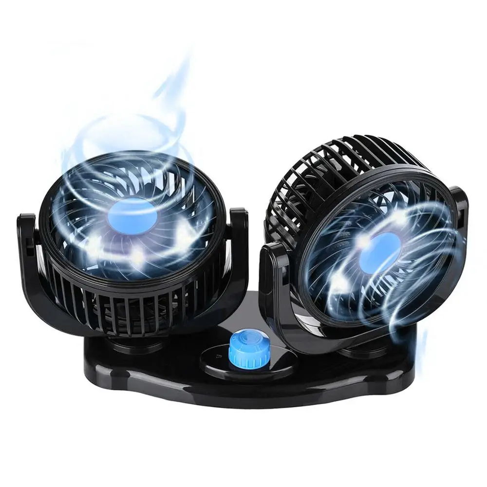 12V Rotation Car Vehicle Cooling Air Fan Silent Cooler Adjustable 2 Speed for car