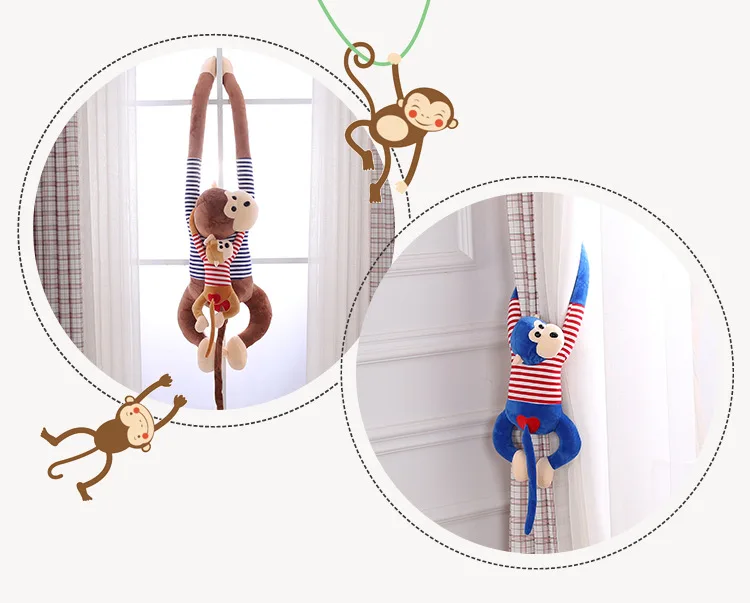 Stuffed Plush Animal Cartoon Plush Toy Curtain Monkey Plush Toy Long Arm Monkey Wedding Doll Catching Machine Doll Gift