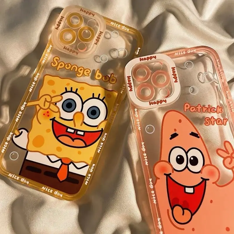 Cute funny Cartoon Pattern Phone Case For iPhone 12 13 mini 7 8 plus 11 13 Pro max SE 2020 X XR XS Max Transparent Cover Silicon