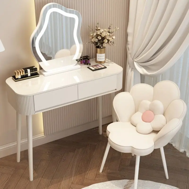 2024 Factory New Simple White Dressing Table Bedroom Light Luxury Modern Small Apartment Dressing Table Nordic Cream Style