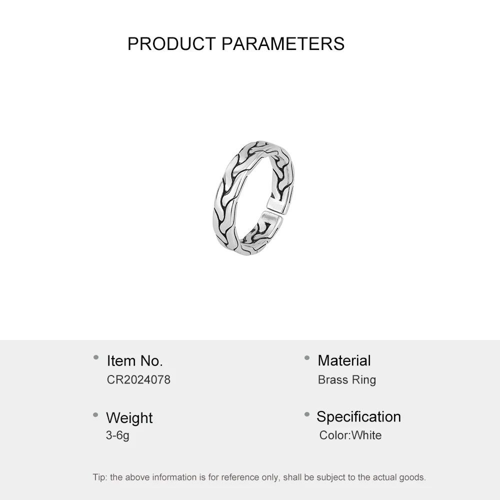 Vintage Vintage Hand-Woven Hemp Braid Modeling Index Finger Ring Open Ring For Men And Brass Ring for Women