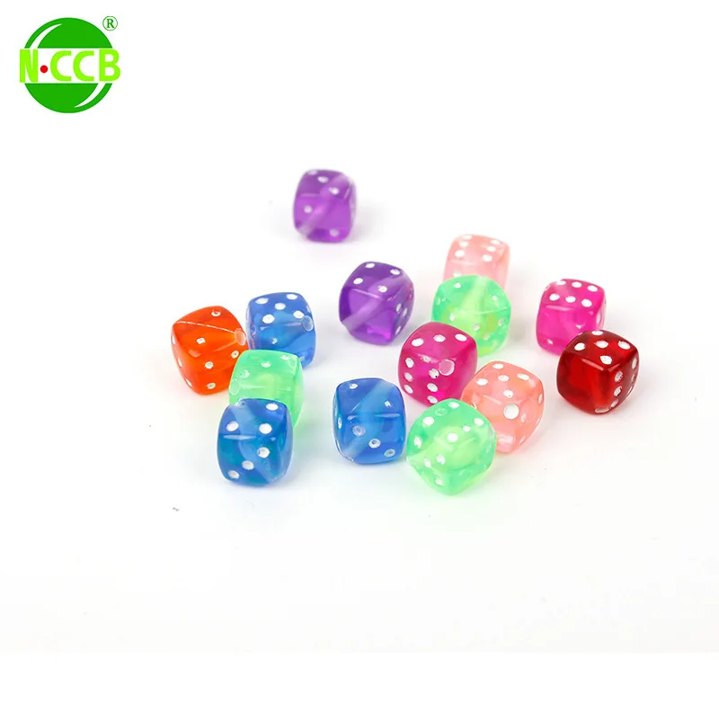 9MM Mixed Transparent Colorful Acrylic Dice Beads Game Tiny Dice Cube Beads For DIY Jewelry Making
