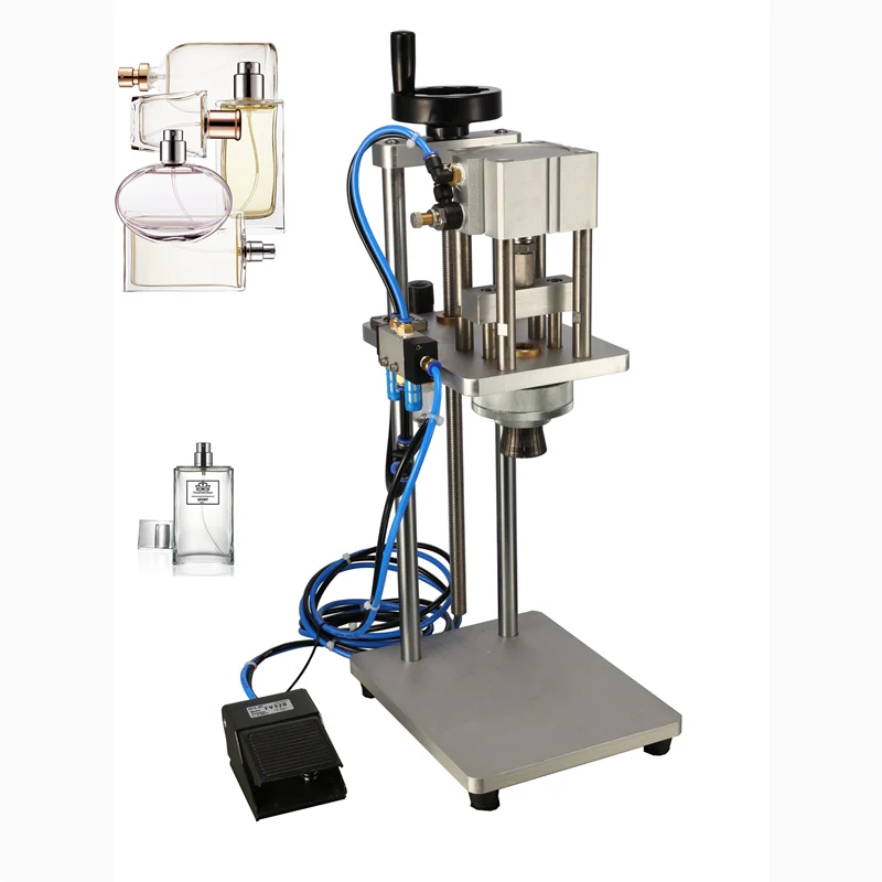 Manual Hand Pedal Control Pneumatic Perfume Crimping Machine Glass Perfume Bottle Capper Perfume Crimping Cool