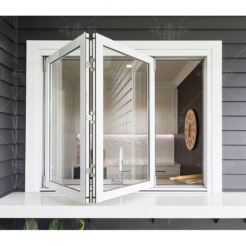 Wholesale  Aluminum alloy double glazing can be customized panoramic rimless up and down folding window