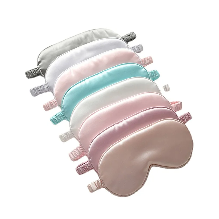 custom logo black blank artificial luxury silk satin eyeshade eye  mask unisex for sleep eye care