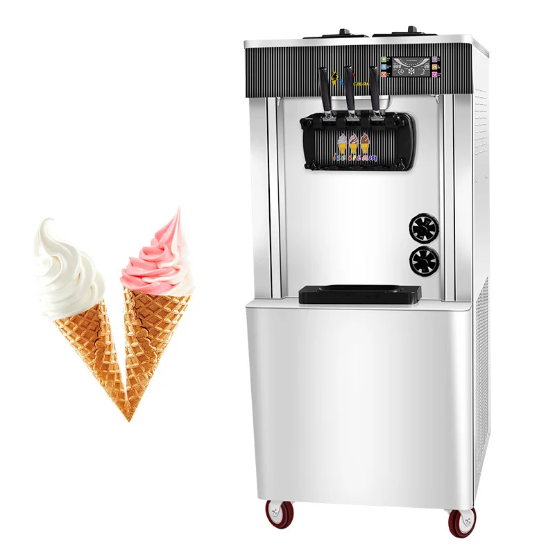 Professional Soft ice cream machine with 2+1 flavor with double compressor / pre-cooling function / airpump