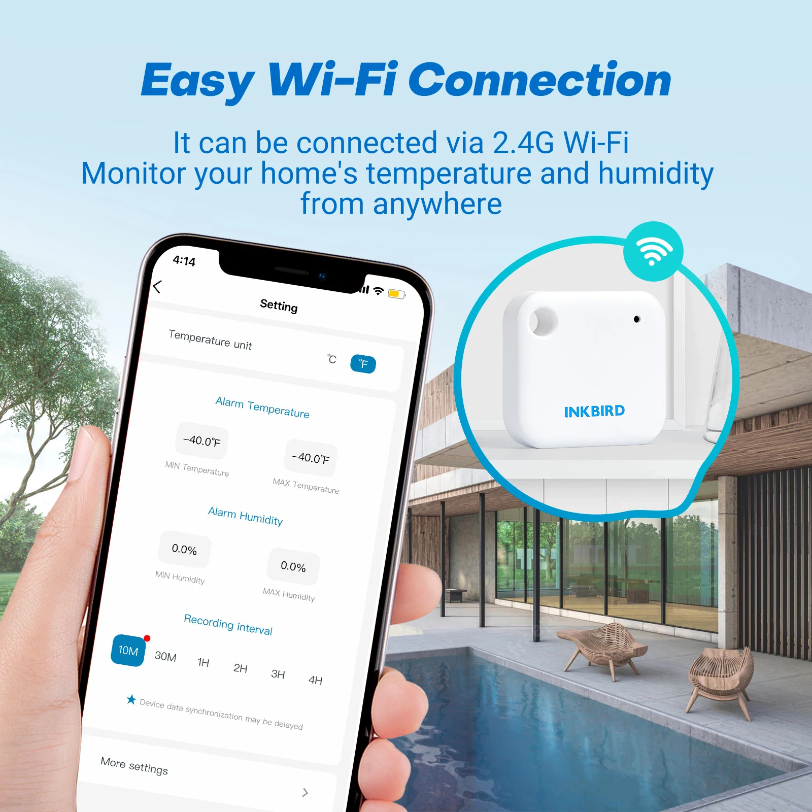 INKBIRD IBS-TH3 WiFi Data Logger Wireless Hygrothermometer for Humidity and Temperature Record with APP