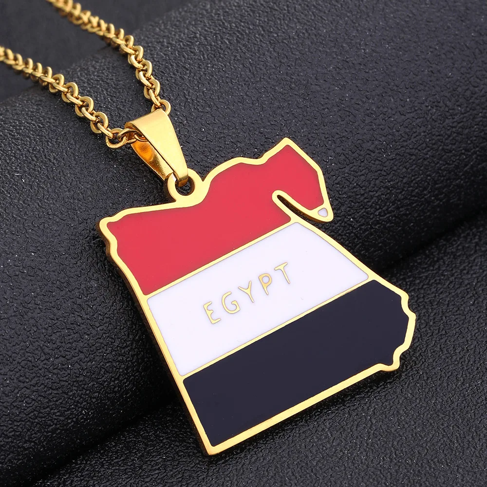 High Quality Country Egypt Map Stainless steel Pendant Necklaces for Men Women Egyptians Maps