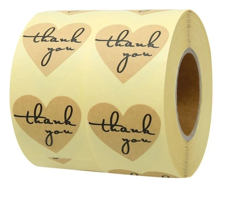 Custom Printed Round Logo Label Sticker Roll Kraft Paper Circle Adhesive Labels