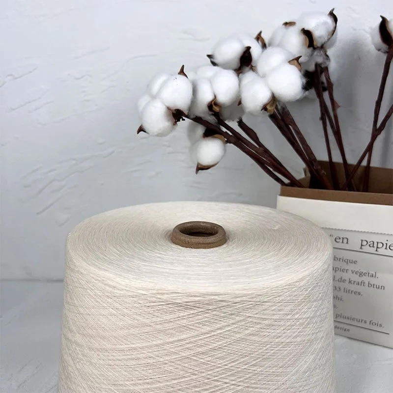 Anti Pilling 100 Organic Cotton yarn 60s 1Ply Combed Compact Spinning Raw White Yarn For knitting