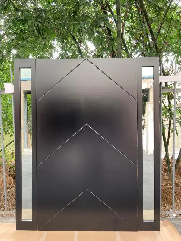 Modern style pivot steel door aluminum alloy rotatable entrance front doors with smart door lock