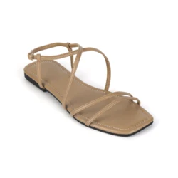 Summer 2023 Simple Casual Commute Leather Women Shoes Sandals Square Open Toe Flat Sandals PVC PU Rubber Gua Plus Size Sandals