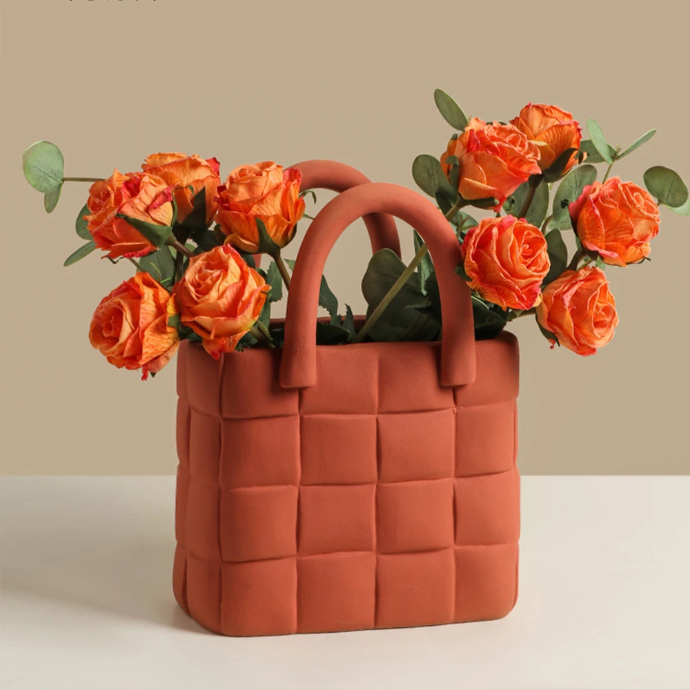 
Nordic creative handbags flower pots flower vase for home decor with dri flowers 